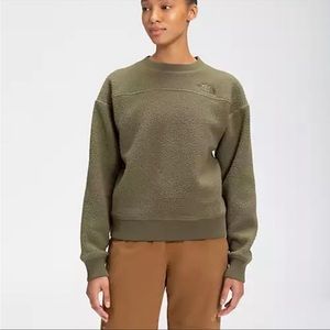 North Face Green Sherpa Pullover Crew